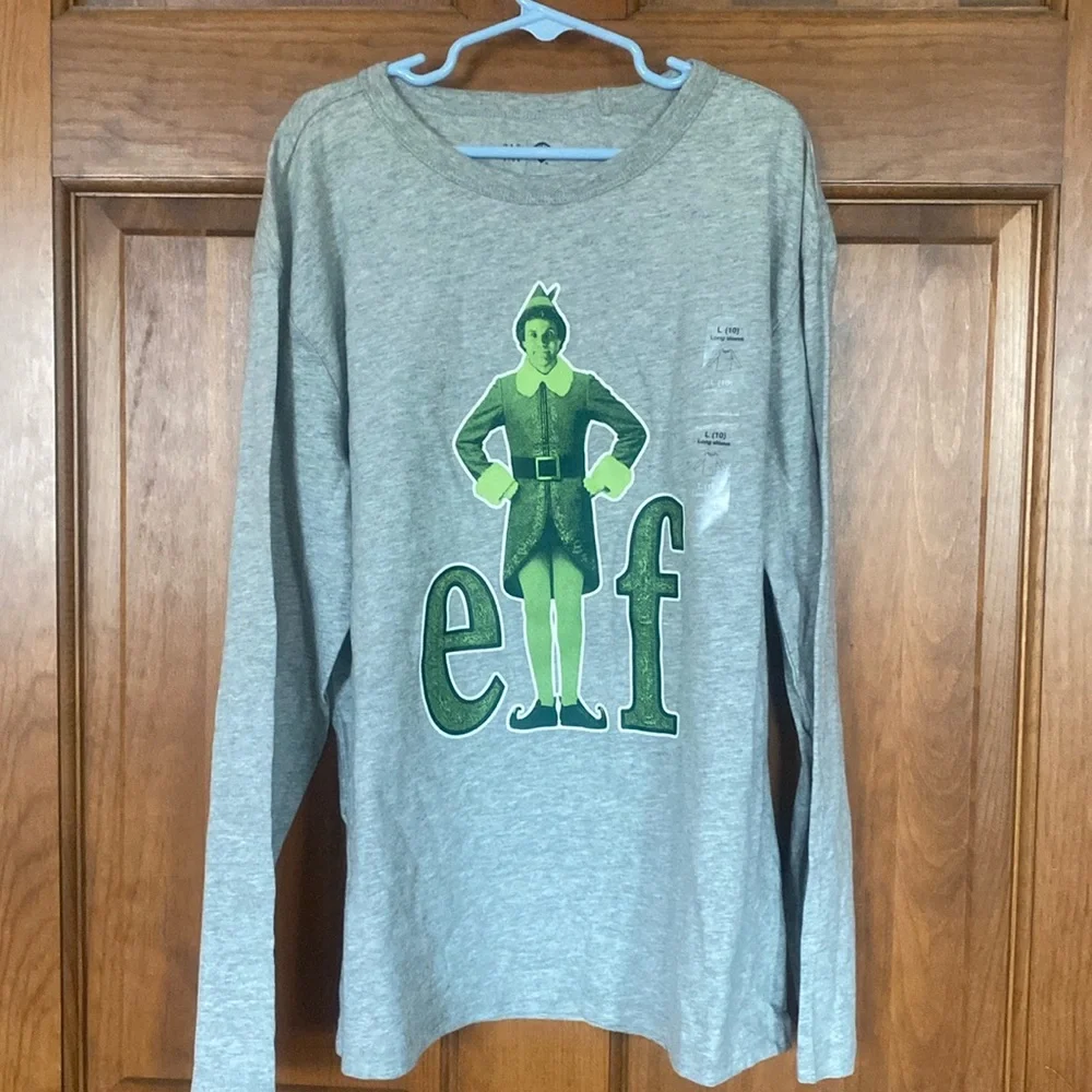 NWT Gap Elf Christmas long sleeve gray, size 10/Lg